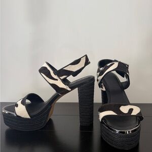 DKNY Platform Heels Zebra real pony hair SZ 8.5.